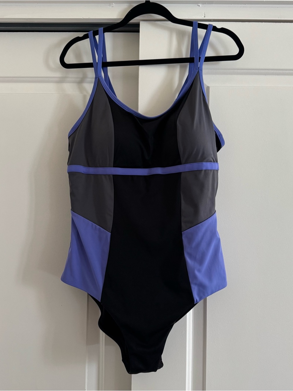 Swimsuits For All / Black, Purple, and Grey One Piece Swimsuit